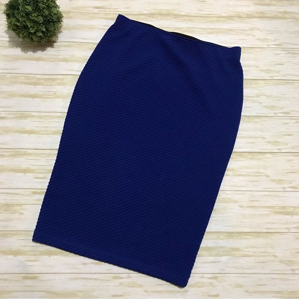 Apt 9 Long Modest Textured Stretch‎ Comfy Pencil Skirt Royal Blue Size Medium